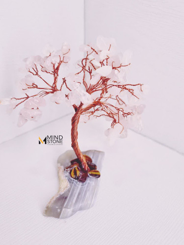 درختچه سنگی رزکوارتز با پایه عقیق
